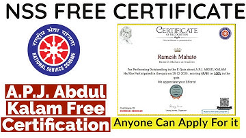 NSS Free Certificate | Free Certificate | Free Certificate Course Online | A.P.J Abdul Kalam
