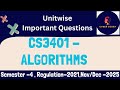 CS3401 – Algorithms Important Questions | NOV/DEC 2025 | Anna University | Unit-wise Expected Q&A