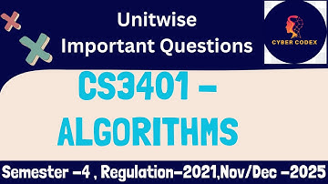 CS3401 – Algorithms Important Questions | NOV/DEC 2025 | Anna University | Unit-wise Expected Q&A