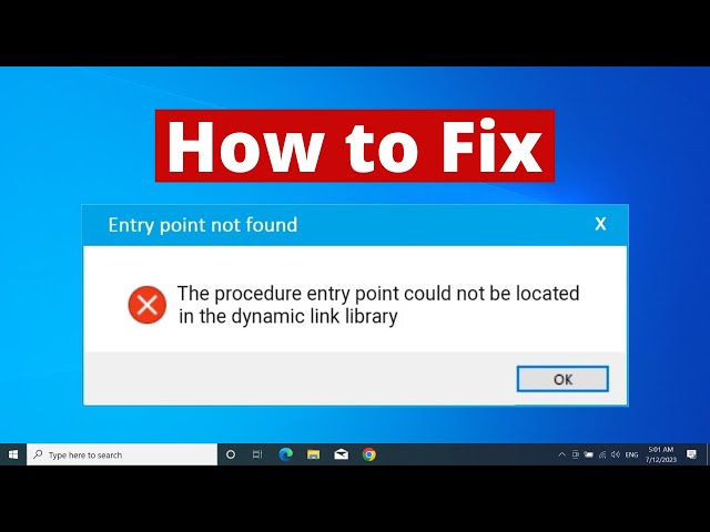 The Procedure Entry Point Not Found Dynamic Link Library Fixed In Windows  11/10 