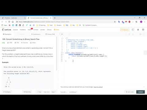 (C#)LeetCode 108  Convert Sorted Array to Binary Search Tree