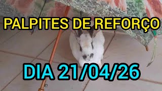 PALPITES DE REFORÇO TARDE DIA 21/04/26 (SORTE A TODOS)@canaldomarcao1969 