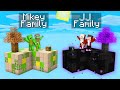 Mikey family golem vs jj family enderman skyblock in minecraft maizen