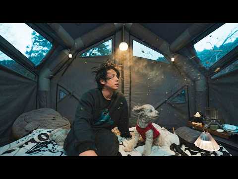 🐶【強風の湖畔】愛犬とソロキャンプ。風が強くてもテントの中は最高でした。【coody YUSTONA】のサムネイル