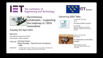 Synchronous Condensers – Supporting the roadmap to 100% Renewables