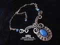 Wire wrapped Blue dragon vein agate necklace for women