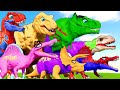 Dinosaurs T-Rex vs Megalodon Shark, Indominus Rex Dinosaurs Fighting in Jurassic World Evolution 3