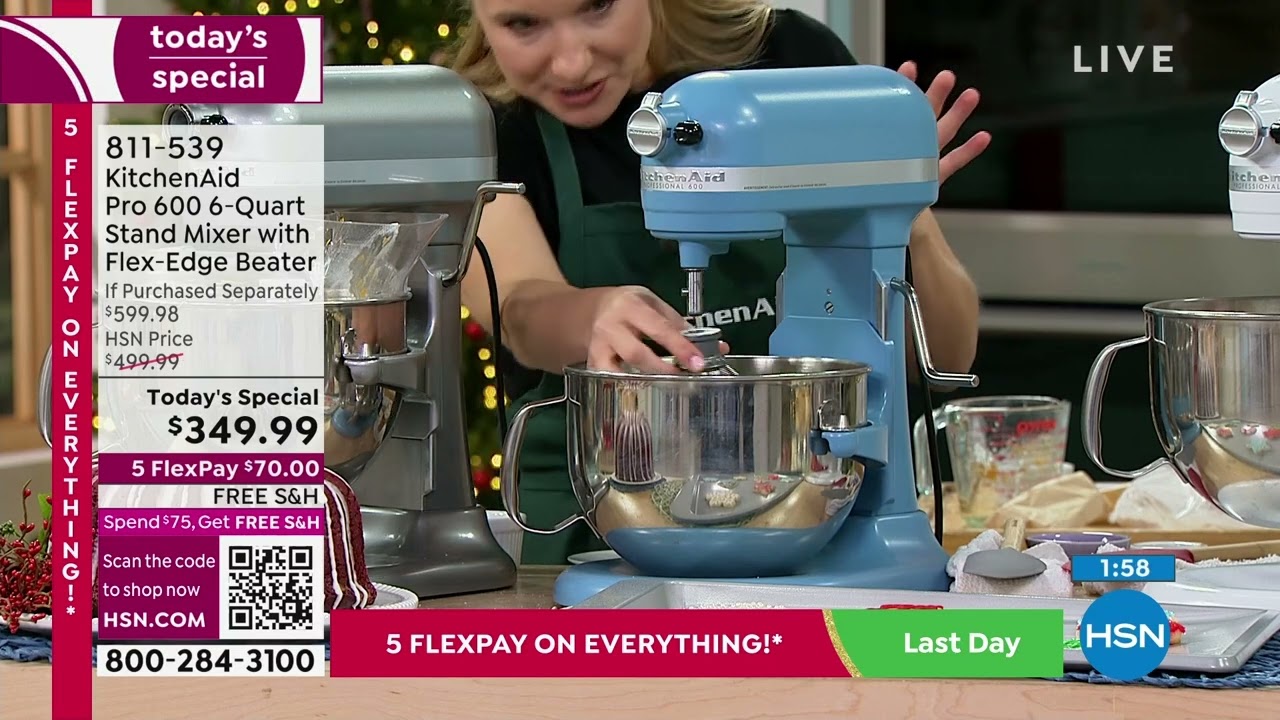 KitchenAid Pro 600 6-qt Bowl Lift Stand Mixer w/ Flex Edge Beater on QVC 