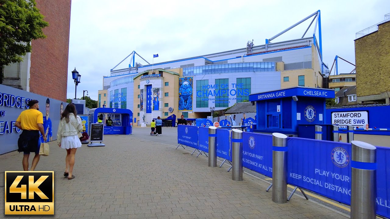 London Walk - 4K (Fulham Broadway, Chelsea FC, Old Brompton Road)