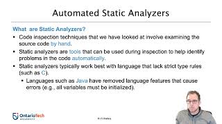 Static Analysis (CSCI 3060U Lecture 17)