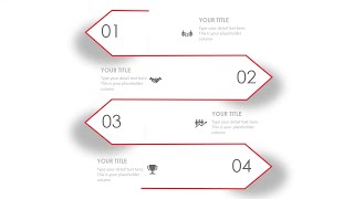 Create 4 Steps Shadow Effect Rectangular Arrow Infographic design in PowerPoint - Tutorial No. 351