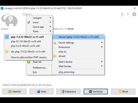 Switch PHP versions with Laragon on Windows Systems - YouTube