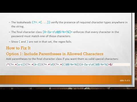 Why Your Password Regex Fails to Validate Strings with () Special Characters