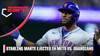 TEMPERS FLARE for Mets 👀 Starling Marte ejected between innings after arguing with ump | ESPN MLB