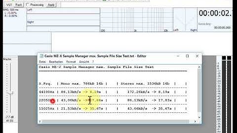 Exploring Casio MZ X Sample Manager Sample File Size Limits