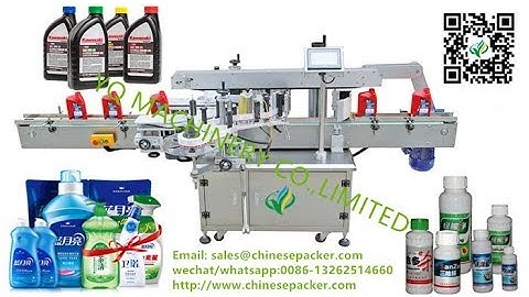 shampoo bottle labeling machine testing video front and back sided label application equipment