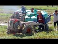 គោយន្តដឹកស្រូវក្នុងទឹកជ្រៅ និងភក់ | Tractor kubuta RT120 transport rice across deep water and mud