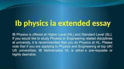 Ib physics ia extended essay Tutor 2019