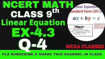 Ex-4.3 Q-4 | Chapter 4 | Linear Equation | Class 9th NCERT Math |