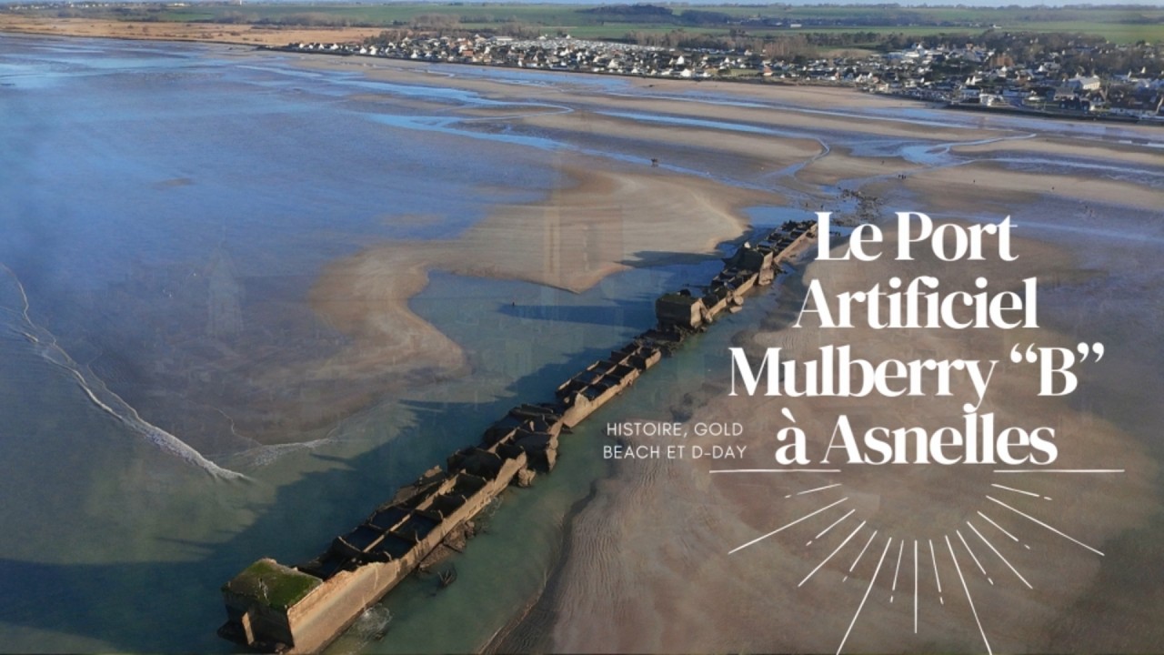 Un soir de janvier : les pontons du Port Artificiel d'Arromanches à Asnelles (14).