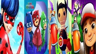 Subway Surfers VS PJ Masks: Super City Run VS Miraculous Ladybug VS Buddyman Run Gameplay HD screenshot 5