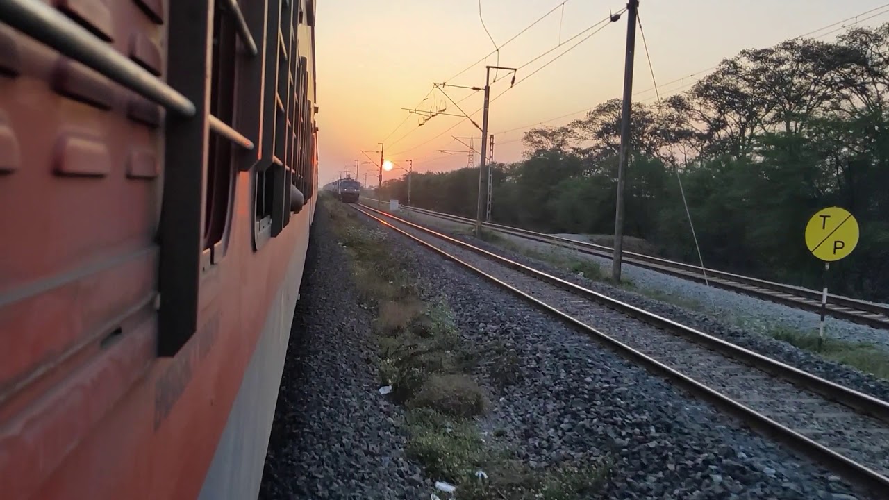 Raipur Secunderabad Superfast Express meets Beautiful sunset after