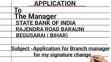 Application for branch manager for my signature ll Application For Signature Change in bank account