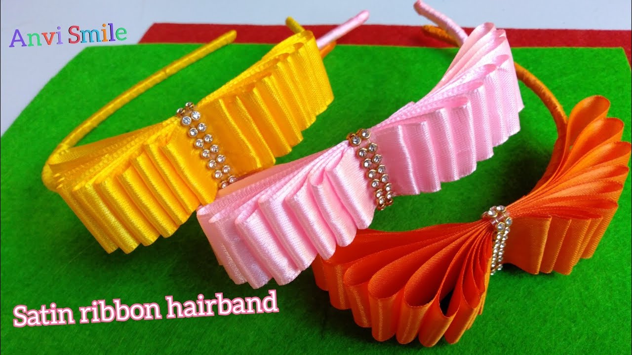 Satin ribbon hairband | Satin ribbon hair accessories | Hairband making at home | Hairband