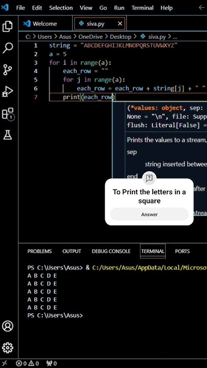 Alphabet in Square | Python| #learnpython #programminglanguage #python ...