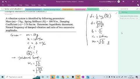 noise and vibration: Damped vibration logarithmic decrement - problem solution 2
