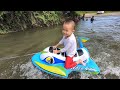 Mandi di Sungai dan Main Air Menaiki Pelampung Jet Ski - Vlog Liburan Seru DMG Kids Family