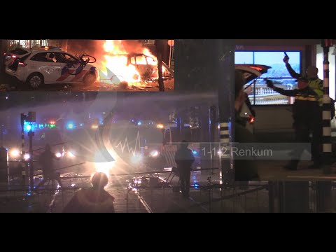 (Shots fired by police) violent riots in the center of Rotterdam, the Netherlands.