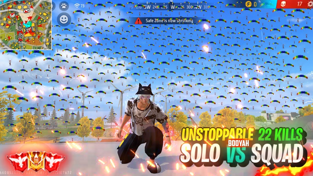 Free Fire 🔥 Unstoppable 💥 22 Kills ⚡ Groza + M1887 ⚡ Solo Vs Squad Full ...