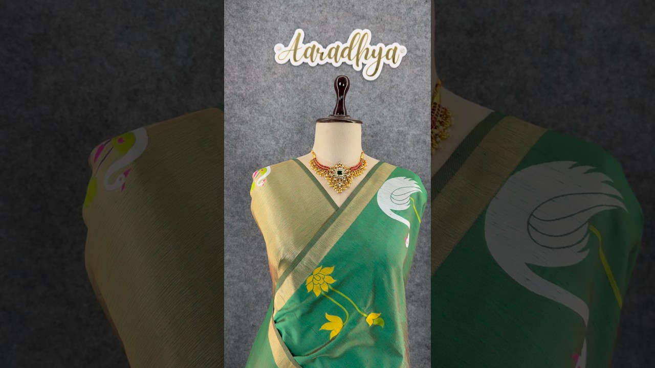Most Trending Swan Lotus Khadi Raw SIlk Paithani Saree