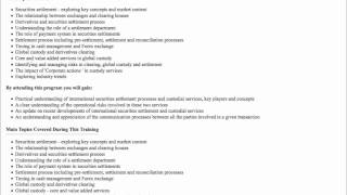 International Securities Settlement and Custodial Services Course