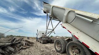 Day In The Life Of A End Dump Truck Driver (Hauling Concrete) + Very Sketchy Dump Site