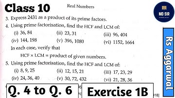 Exercise 1B Real Numbers Q4 to Q6 Class 10 Rs Aggarwal | Chapter 1 CBSE | Md Sir class 10