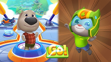 Talking Tom Hero Dash - Power Tom X Talking Ben VS All Raccoon Bosses Walkthrough Gameplay