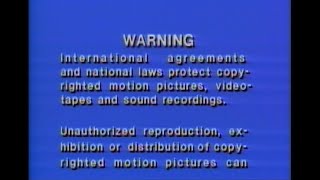 Warner Home Video Warner Bros. Home Entertainment Warning Scroll 1982-, 2000-