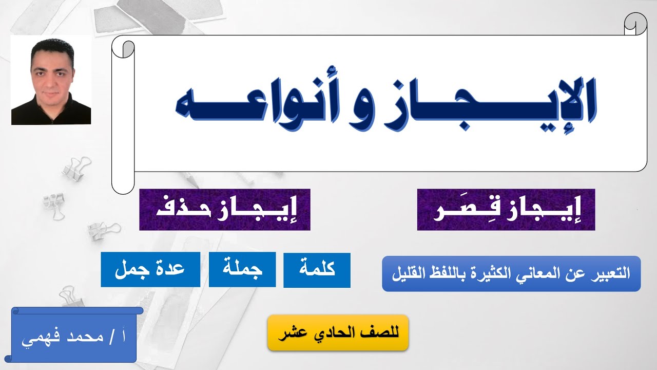 شرح الإيجاز وأنواعه للصف الحادي عشر