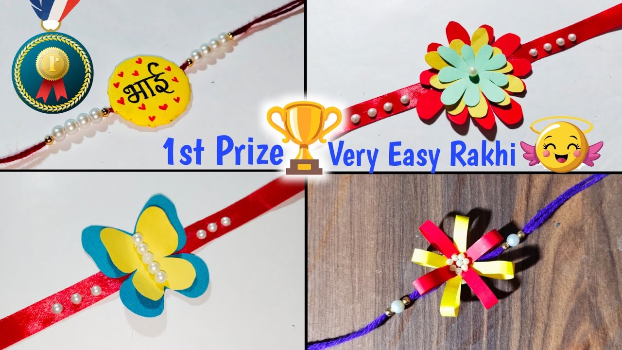 4 Easy & Beautiful 😍 Rakhi Making Idea | Rakhi for school Competition ...