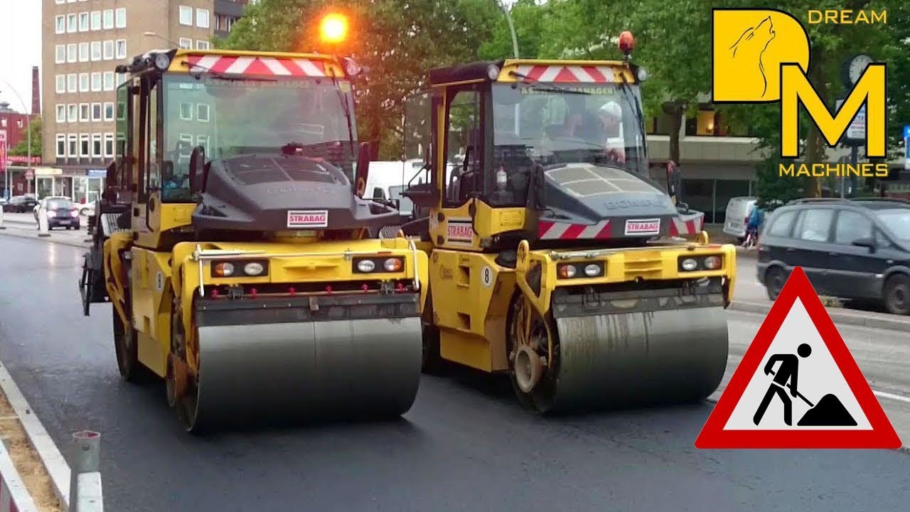 Watch amazing road construction! Resurfacing busy road 1500 tons of asphalt! Bomag drum roller ⚠️👷🚧