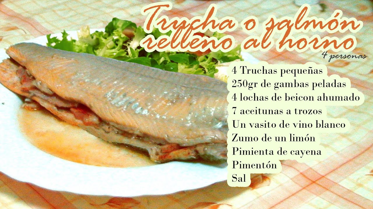 Como hacer Trucha o salmón relleno al horno - YouTube