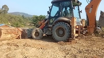 loading timber by jcb 4x4 at Indo-myanmar border
