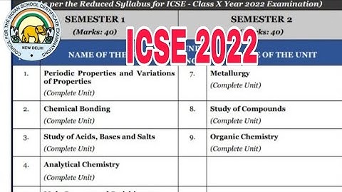 ICSE 2022 Bifurcated Syllabus List | ICSE ISC exams divided into 2 Semesters #icse #isc