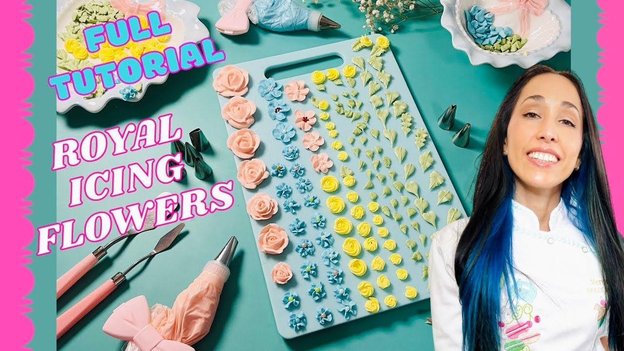 FLORES en GLASE REAL - ROYAL ICING FLOWERS- DULCE AMBAR COOKIES