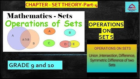 Mathematics- Set Theory-Part-4-Different types of Set Operations-Grade 9 and 10