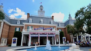 EPCOT World Showcase American Adventure Pavilion Walkthrough in 4K | Walt Disney World June 2023