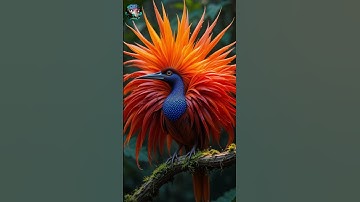 Bird of paradise with plumage exploding