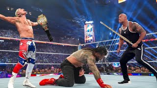 WWE March 29 2024 _ The Rock \& Cody Rhodes Brutally Attacked Roman Reigns